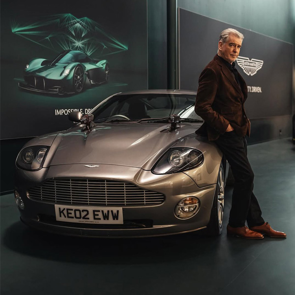 Pierce Brosnan and the Aston Martin Vanquish from Die Another Day reunite