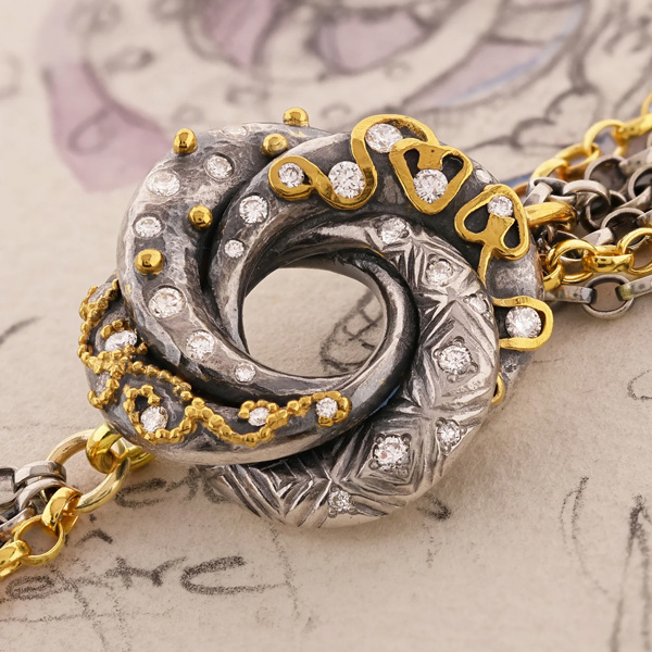 Limited Edition Anniversary Diamond Algerian Loveknot Necklace by Sophie Harley