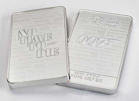 Royal Mint James Bond No Time To Die 007 Bullion Bars silver 10 ounce
