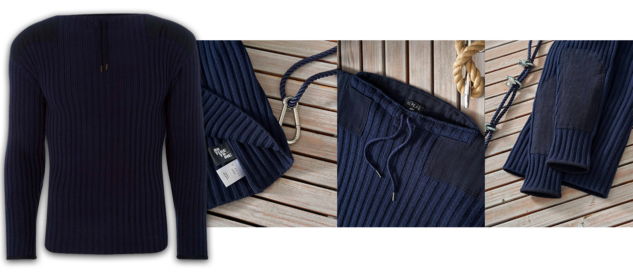 N.Peal Navy Rib Sweater James Bond