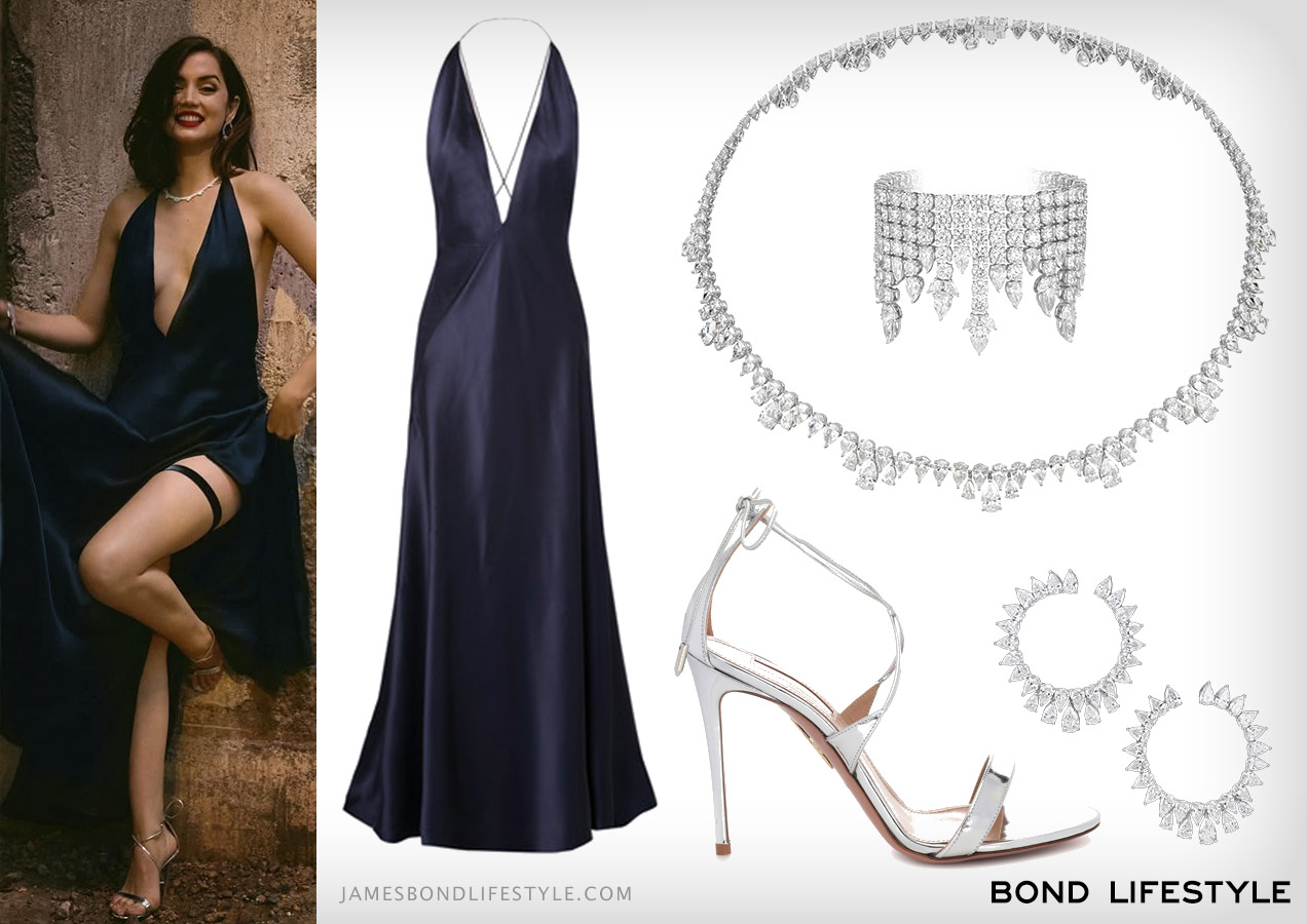 Paloma (Ana de Armas) blue dress outfit | Bond Lifestyle