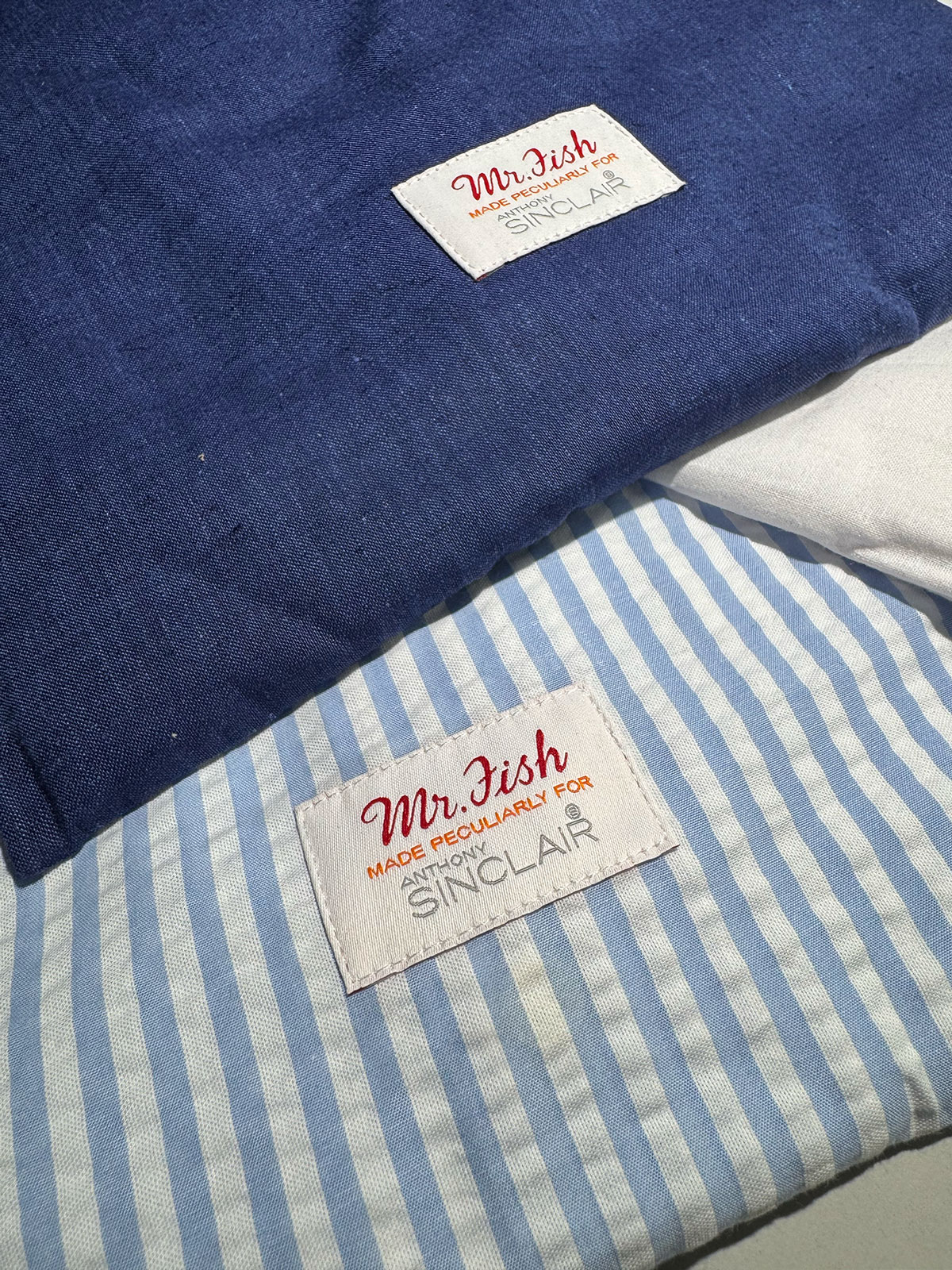 Anthony Sinclair Mr Fish camp collar garment bags