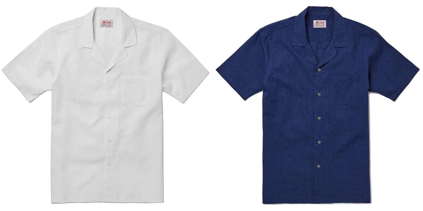 Anthony Sinclair Mr Fish Camp Collar Shirt Thunderball white and navy blue