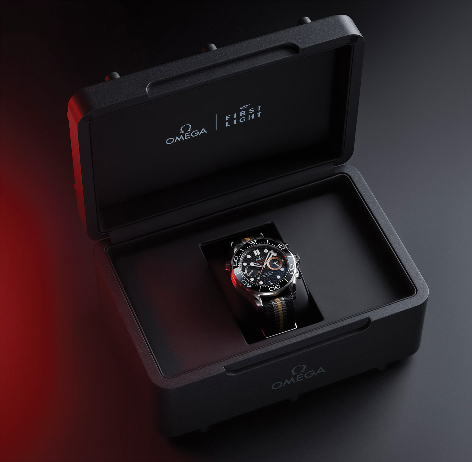 Omega Seamaster Diver 300M Chronograph 007 First Light 210.32.44.51.01.002 case box packaging