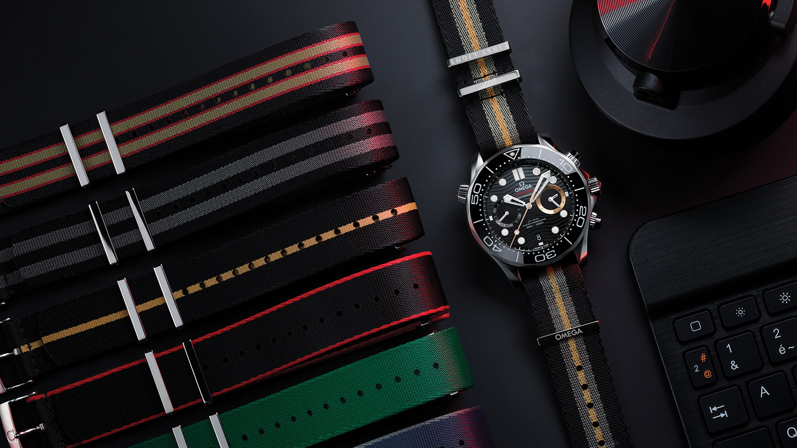Omega Seamaster Diver 300M Chronograph 007 First Light 210.32.44.51.01.002 straps