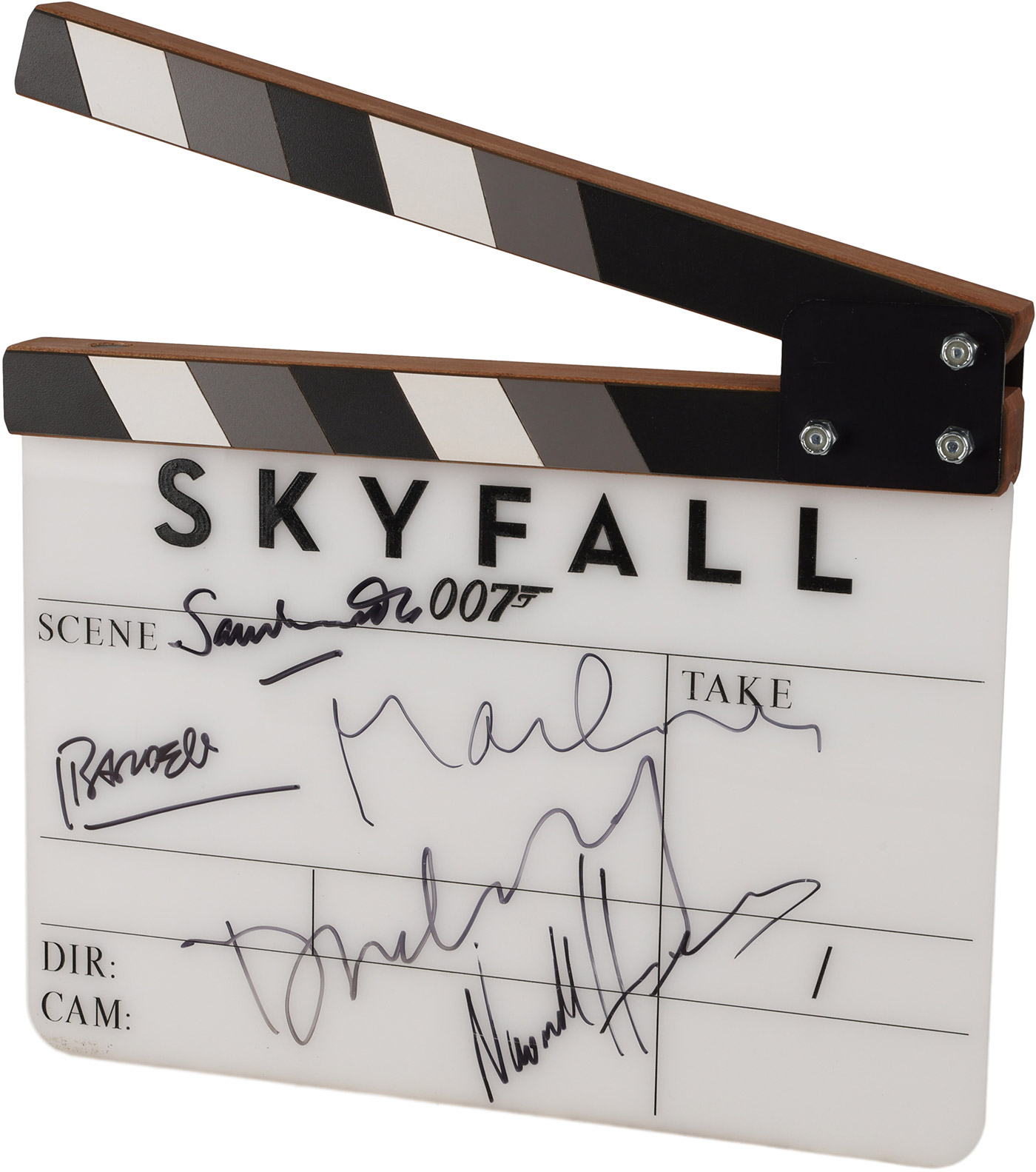 Daniel Craig, Sam Mendes, Javier Bardem, Naomie Harris and Berenice Marlohe-Autographed Clapperboard