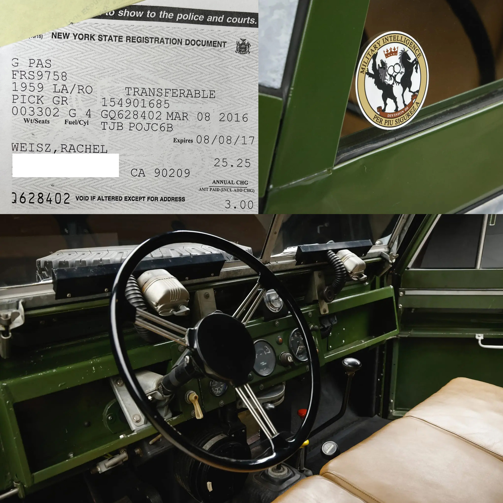 Daniel Craig Rachel Weisz 1959 Land Rover Series II sells for $56000 details