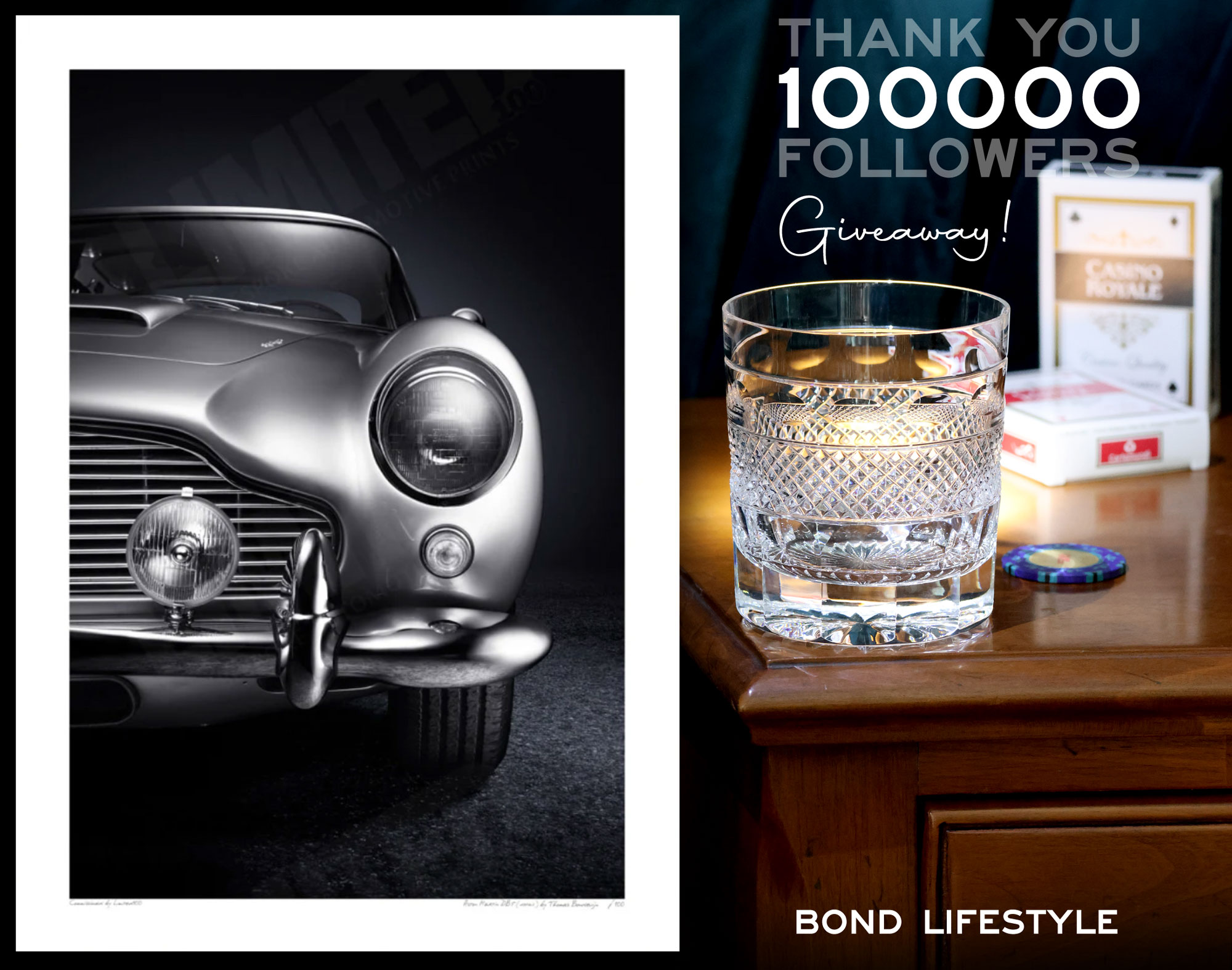 giveaway bond lifestyle cumbria crystal and aston martin db5 print