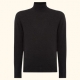 N.Peal Fine Gauge Mock Turtle Neck in the color Dark Charcoal Grey