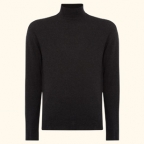 N.Peal Fine Gauge Mock Turtle Neck in the color Dark Charcoal Grey